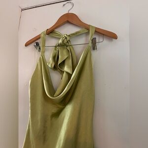 Light Green Satin Halter Dress